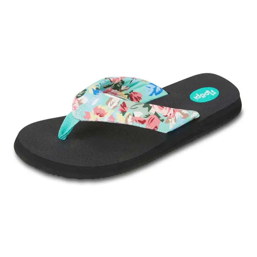 Women's Isabella Yoga Mat Teal Cottage Floral Flip Flop - Picture 3 of 4